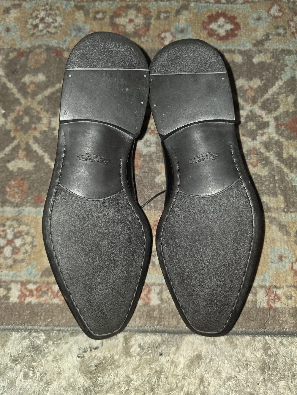 SANTONI Gorgeous Black Leather Dress Balmoral Oxfords Size 8D NICE!!